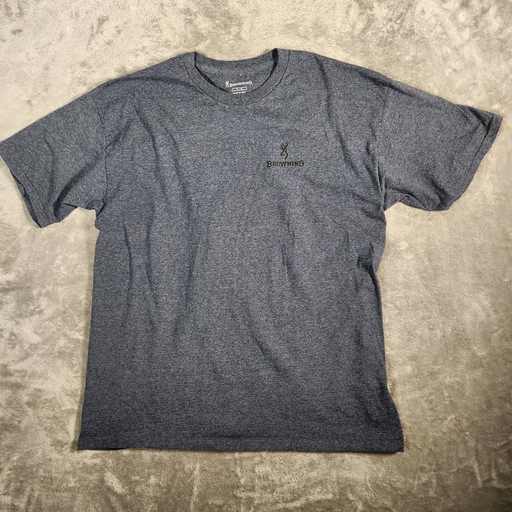 Browning T Shirt Mens XL Sportsman Gray American Flag Buck Logo EUC